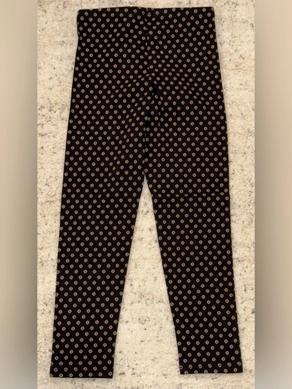 NWT Old Navy Girls Full Length Leggings Black Pink Floral Print S 6-7 stretch